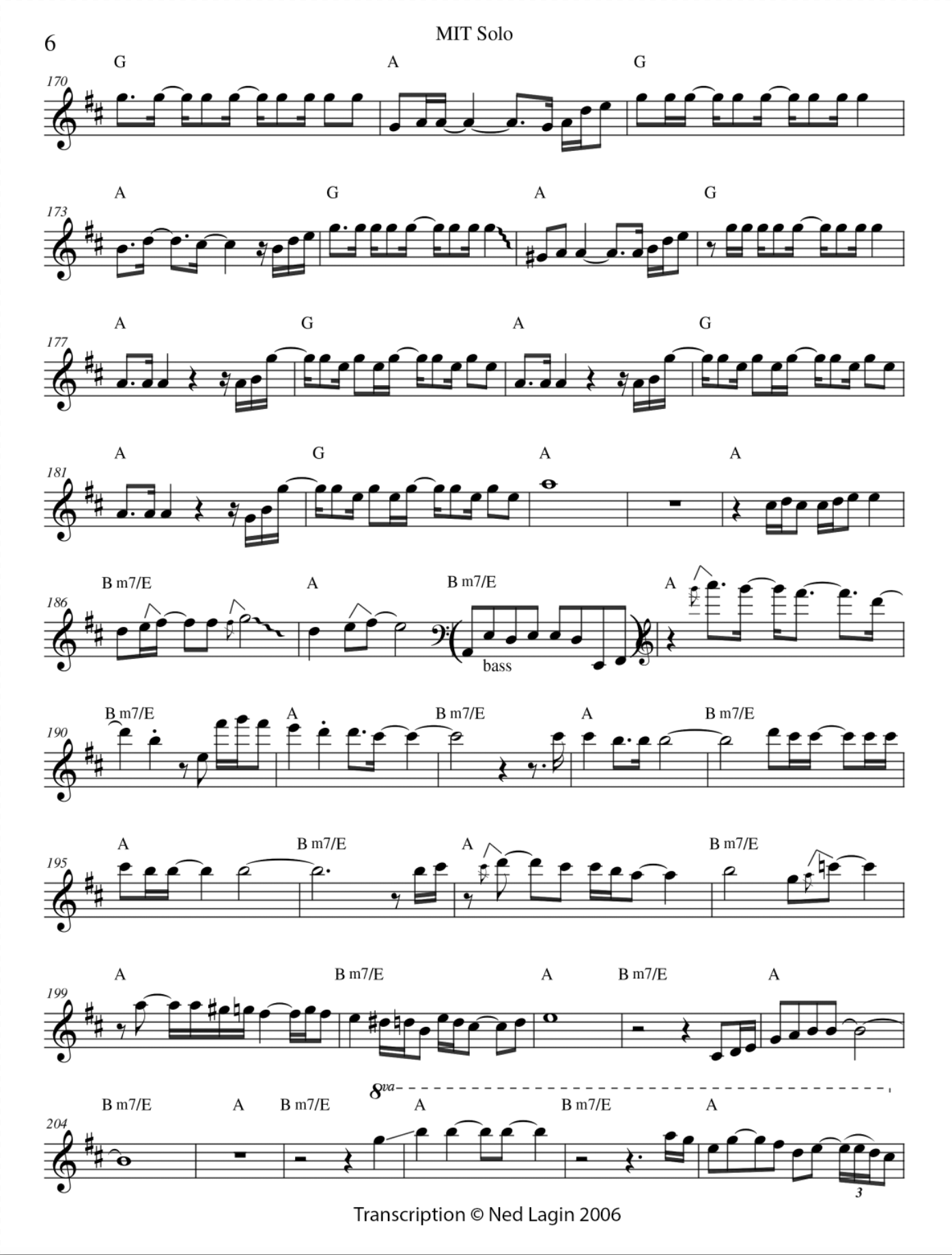 Jerry Garcia guitar solo transcription Page 6 - Photo © Ned Lagin