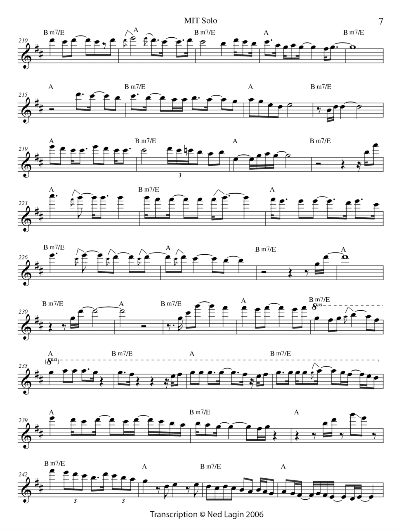 Jerry Garcia guitar solo transcription Page 7 - Photo © Ned Lagin