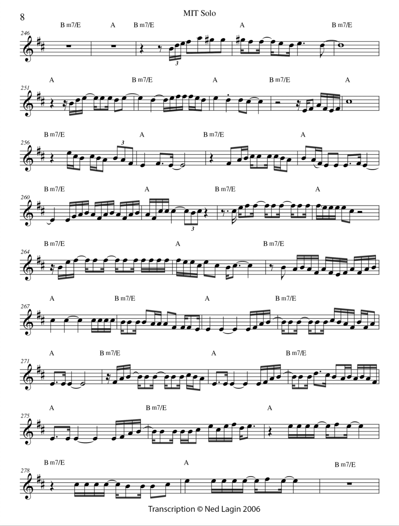 Jerry Garcia guitar solo transcription Page 8 - Photo © Ned Lagin