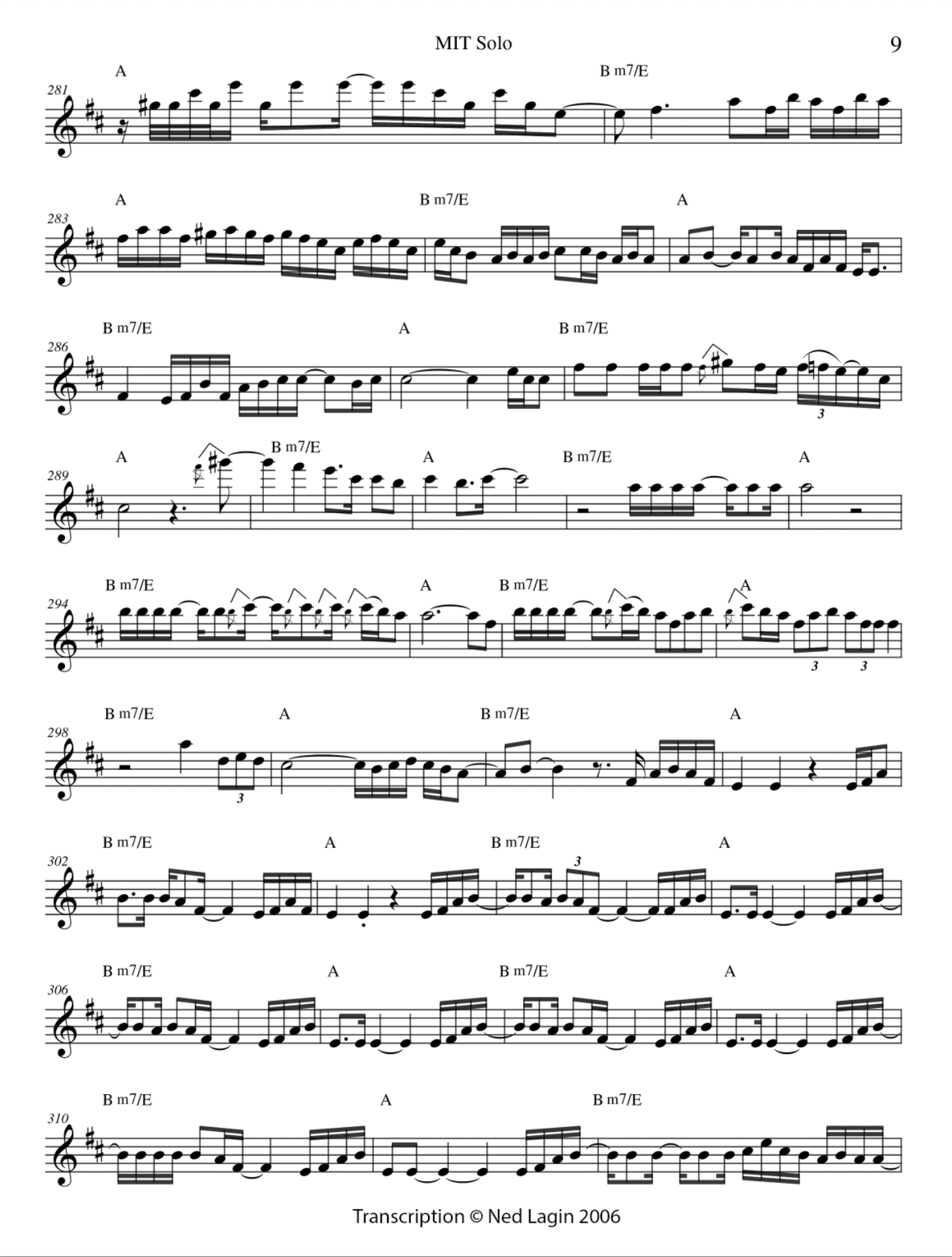 Jerry Garcia guitar solo transcription Page 9 - Photo © Ned Lagin