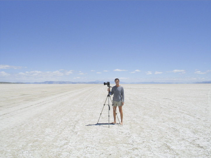 Ned Lagin with camera on Black Rock Desert playa